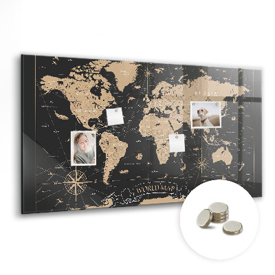 Tablica magnetyczna Vintage mapa świata