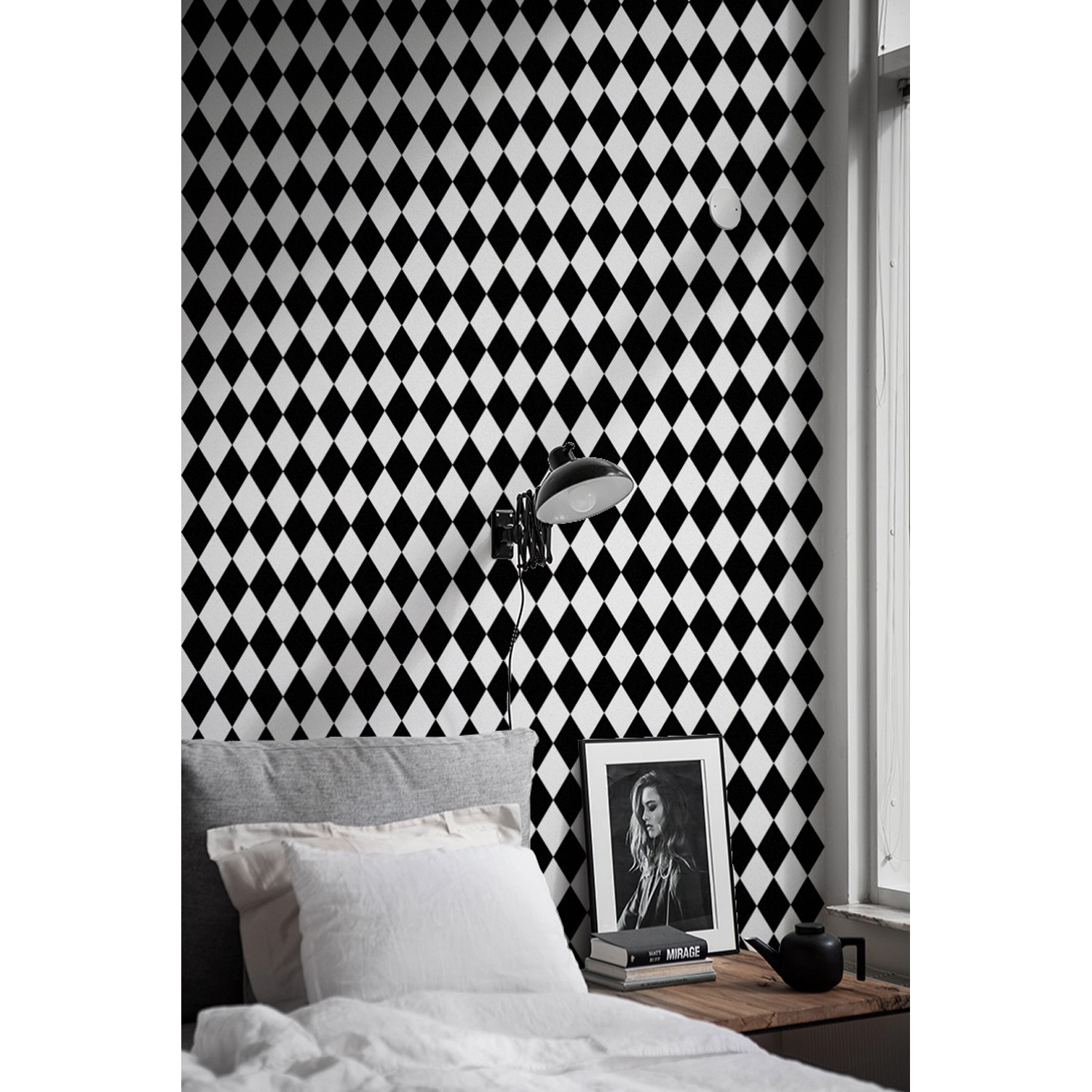 Black Stripes Non-Wowen Wallpaper Anti Static Wall Paper Sticker for Living Room