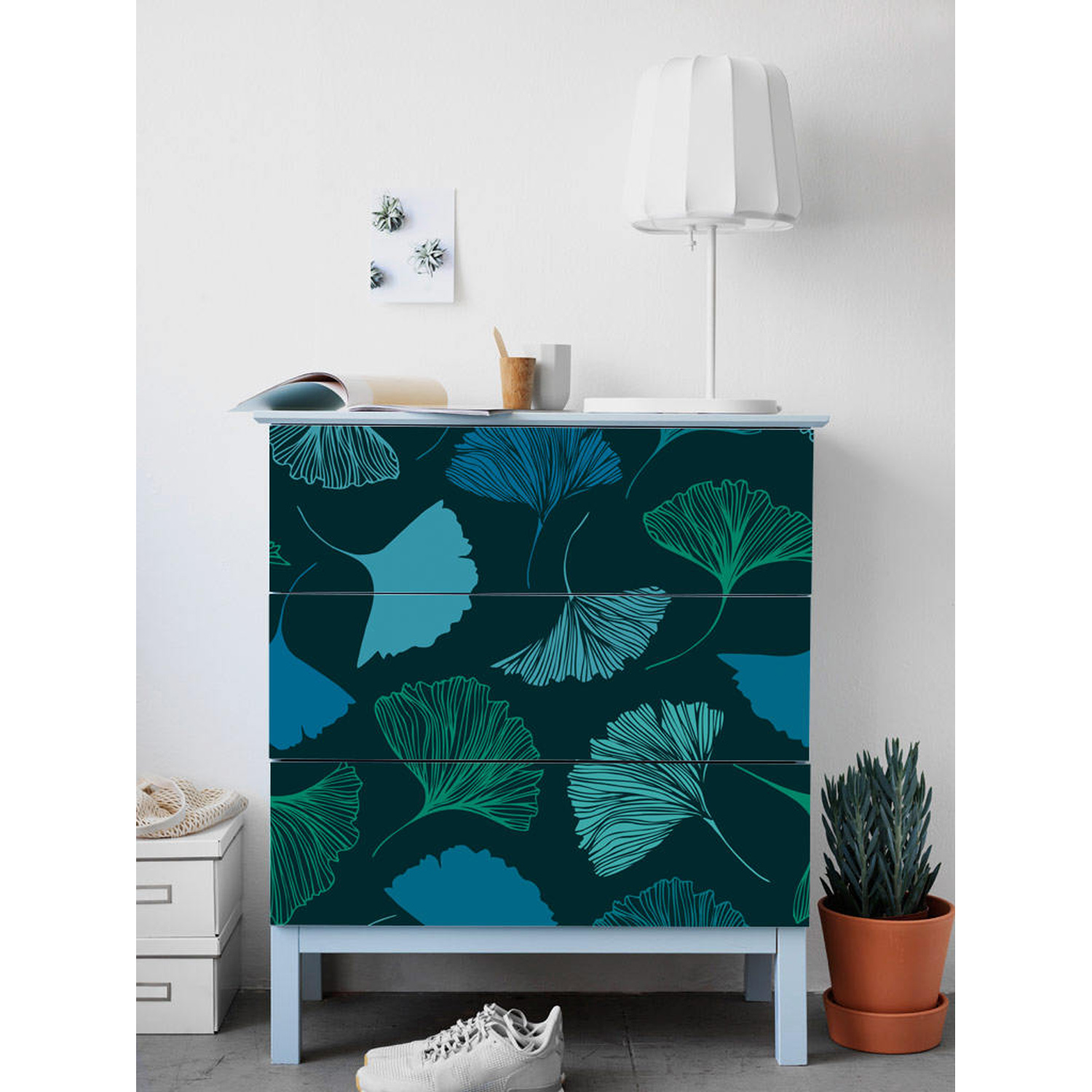 IKEA MALM dresser turquoise falling flowers Removable sticker for furniture | eBay IKEA MALM dresser turquoise falling flowers Removable sticker for furniture | eBay