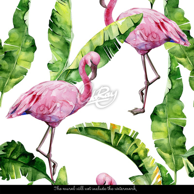 Fototapeta Różowe Flamingi ukryte w liściach