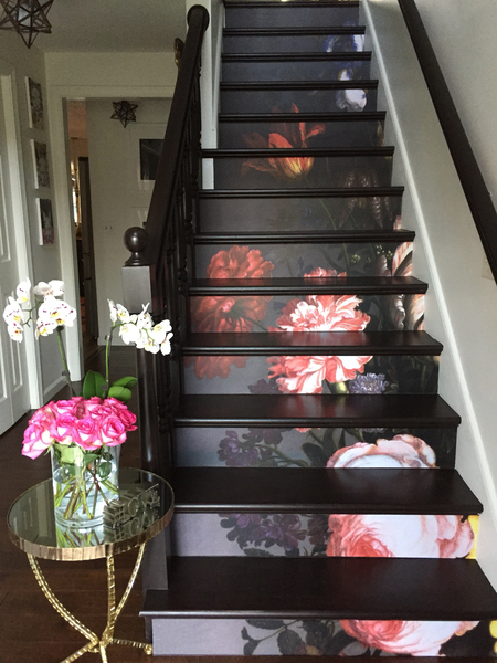 Naklejki na schody Eleganckie Kwiaty Vintage