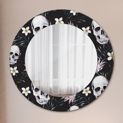 Lustro z nadrukiem dekoracyjne okrągłe Kwiaty czaszki