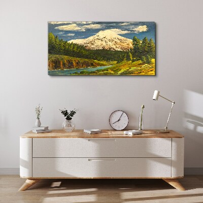 Obraz Canvas Malarstwo góry chmury