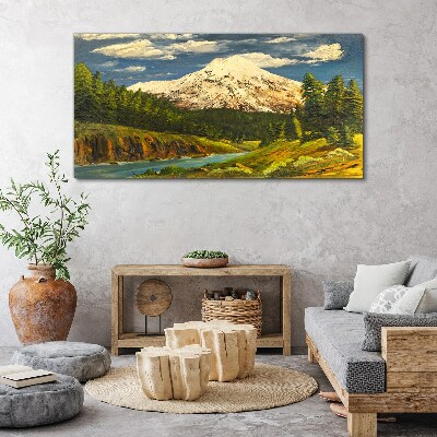 Obraz Canvas Malarstwo góry chmury