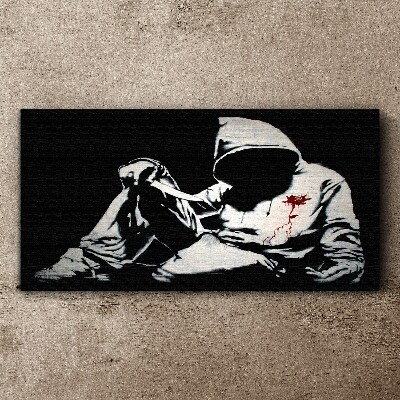 Obraz na Płótnie Nóż Banksy Czarno-Biały