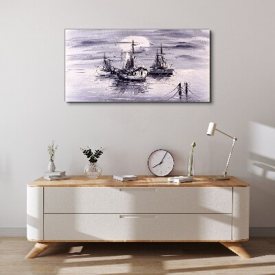 Obraz Canvas noc księżyc morze statki