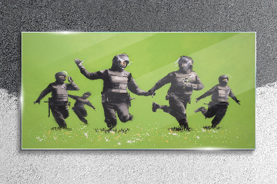 Obraz Szklany Banksy Zielony