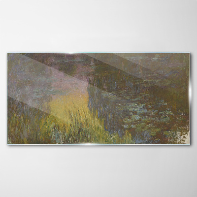 Obraz Szklany Woda Lilie Słońce Monet
