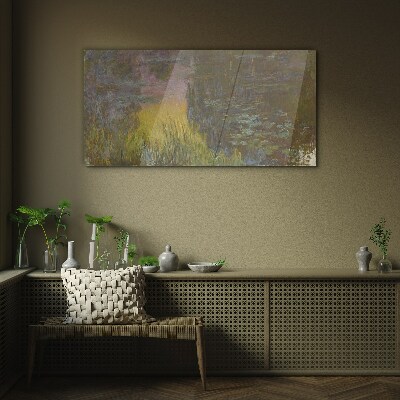 Obraz Szklany Woda Lilie Słońce Monet