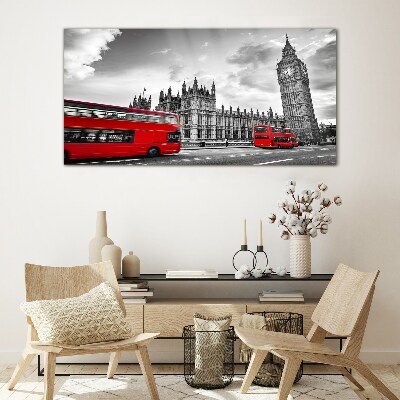 Obraz na Szkle Londyn oko czerwień autobusy
