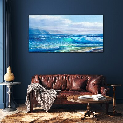 Obraz Szklany morze fale chmury