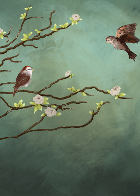 Roleta materiałowa Ptaki na gałęzi